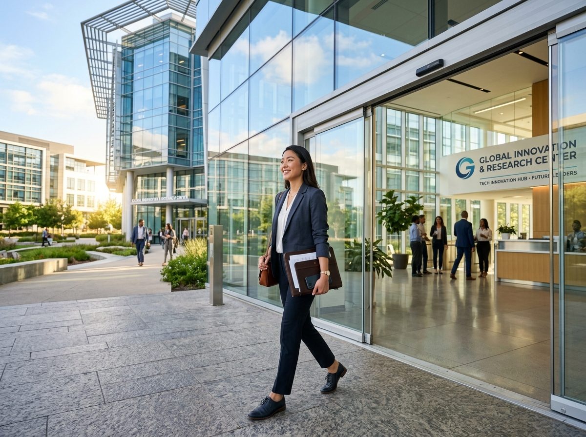 Confident Professional in Modern Workplace